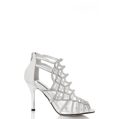 Silver Diamante Cage Strap Sandals